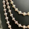 Chaînes 8-9mm naturel eau douce perle pull collier longue chaîne 170cm presque rond impeccable luxe fine femmes bijoux