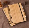 Spiral Notebook Wood Bambu Cover med pennstudentmiljö anteckningar grossistskolan leveranser