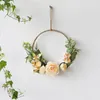 Decoratieve bloemen eucalyptus muur hangende krans decoratie kunstmatige rozen metalen hoeping slinger voor bruiloft achtergrond bloemen