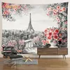 Tapestries landschap eta tapijt hippie macrame muur hangende bohemian kamer decor esthetische boom bloemen dye dye home decoratie