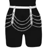 Belts Punk Women Body Chain Leather Cage Harness Dance Skirt Belt Adjustable Gothic Hollow Out Sexy Mesh Plaid Metal Mini