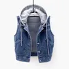 Gilet en Denim pour femmes, gilet fin à capuche et court pour étudiantes, version coréenne, nouveau style, printemps et automne