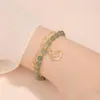 Bracelets de charme Minar inhabituel couleur verte opale perlée pour les femmes doubles couches Spark CZ Zircon feuilles perles Bracelet bijoux