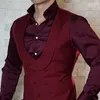 남성 조끼 Burgundy Slim Fit Casual Vest Double Breasted One Piece Custom Waistcoat Wedding Groomsmen Tuxedo Male Fashion