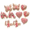 Charms 10st Micro Pave Pink Ribbon Butterfly Heart High Heel Hope Bundle Breast Cancer Awareness Hängen för smyckenillverkning