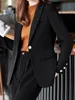 女性のスーツブレザー秋エレガントな女性ビジネスズボンスーツ長袖ブレザーペンシルパンツ2ピースセット女性ファッションワークウェアパンツスーツ221008