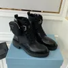 Homens Mulheres Botas Rois Designer Ankle Martin Bota Couro Nylon Bolsa Removível Bota Sapatos de Combate de Inspiração Militar