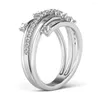Cluster-Ringe, trendiger eleganter Moissanit-Ring, Eternity-zertifizierter Ehering, massives 925er Silber, für Frauen, Schmuck, Verlobung