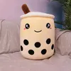 Oreiller mignon tasse à thé à bulles avec Tubes d'aspiration dessin animé Boba lait décor à la maison doux en peluche dos S cadeaux pour les enfants