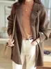 Damskie garnitury Blazers Kobiet Autumn swobodnie luźne wełniane płaszcz z długim rękawem Eleganckie eleganckie kurtki blezerowe femme moda streetwear ubrania 221008
