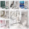 Duş perdeleri mermer duş perdesi setleri 3D lüks modern polyester kumaş yıkanabilir banyo perdeleri tuvalet kapağı banyo aksesuarları setleri 221008