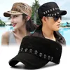 Berets Punk Schädel Niet Voll Verschluss Militär Hüte Frauen Frühling Herbst Marke Snapback Baumwolle Für Männer Mode Skeleton Armee Kappe