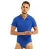 Body Shapers da uomo Pagliaccetto da uomo Pigiama One Piece Lingerie Tuta da bambino per adulti Manica corta Colletto rovesciato Camicia con bottoni a pressione