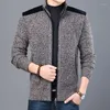 Pulls pour hommes Hiver Hommes Streetwear Veste Casual Cardigan Manteau Tricoté Épais Fermeture Éclair Patchwork Hommes Pull Col Mandarin Vêtements D'extérieur