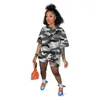 Summer Women Short Pants Outfit Tracksuits Camouflage Printed Crop Top T Shirt And Shorts Matching Casual Two Piece Set