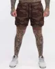 Treino de fitness de shorts masculino Camuflagem de camuflagem masculina 2 em 1 em 1 jogger ginástica calça esportiva de moda de ginástica