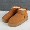 Mini plateforme Ultra Boot Designer femme hiver cheville Australie bottes de neige fond épais en cuir véritable chaud moelleux chaussons 35-42