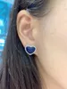 Boucles d'oreilles en forme de cœur en Zircon cubique, couleur bleue, en argent Sterling 925, mignon, romantique, bijoux fins pour femmes