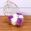 Dekorative Blumen 6 PCs/Set Rose Seife Blumen Geschenkbox Gold-plattiertem Eisenkorb Künstliche Rosen kreativer Valentinstag Hochzeitsduft