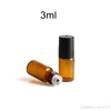 1 ml 2 ml 3 ml 5 ml 10m Amber Parfum Glasrol op fles met glazen metalen bal bruine roller Essenti￫le olie -flesjes klaar om te verzenden