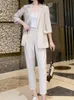 Ternos femininos Blazers elegantes cal￧as de cal￧a de blazer de manga comprida Feminino Feminino Feminino 2 Pe￧as Conjunto de neg￳cios Moda Roupas de neg￳cios coreanas 221008