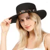 Chapéus de aba larga European American Summer Inglaterra Top Top Hat Belt Fashion Wild Small Edge Ladies Outdoor Sun