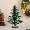 Decorações de Natal compensada com madeira com madeira de madeira de três peças com ornamentos de decoração de janelas de garfo