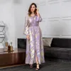 Muslim Special Occasion Dresses Autumn new Muslim gilt gown women's two-piece dress with belt party BT139