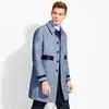 Hommes Trench manteaux marque hommes vêtements 2022 mode printemps angleterre Style Long manteau simple boutonnage pardessus vestes Patchwork