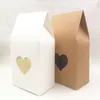 50 stks kraft paper partywedding cadeau cakechocolatescandy verpakkingszakken opstaan ​​voedsel heldere pvc raamafdichtingsdozen