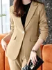 女性のスーツブレザー秋エレガントな女性ビジネスズボンスーツ長袖ブレザーペンシルパンツ2ピースセット女性ファッションワークウェアパンツスーツ221008