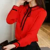 Camicette da donna # 4701 Camicia in chiffon bianca nera rossa gialla Colletto con fiocco Camicie da donna Casual Slim Elegante Ufficio Maniche lunghe Autunno