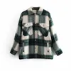 Dames Wool Dames Plaid Jackets Red Blue Coats Oversized Loose Vrouw 2022 Outerwear Rapel Lange Mouw Office Jacket Chic Tops