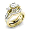 Cluster Rings 14K Gold Peridot Diamond Ring Set Jewelry For Women Anillos De Bizuteria Mujer Gemstone Bijoux Femme Men