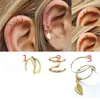 Backs Earrings 2022 Fashion 3Pcs/Set Ear Cuffs Gold Leaf Cuff Clip For Women Earcuff No Piercing Fake Cartilage