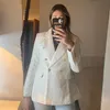 Kvinnors kostymer blazers kvinnors mode texturerat dubbelbr￶st blazer fast f￤rg casual retro l￥ng￤rmad kvinnlig chic jacka mujer 221008