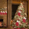Julstrumpor snöflinga bokstav stickad röd strumpor pendell julgran dekoration för hemdekoration gåvor