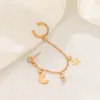 S3250 Fashion Jewelry Single Piece Ear Clip Moon Star Stud Earring Tassel Chain Geometric Earrings Ear Cuff