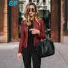 Kvinnorjackor 2022 Casual Woman Zipper Leather Jacket Spring Fashion Long Sleeve O-Neck Pure Color Jackets For Women Black Slim Pu Veste Femme T221008