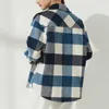 Women's Jackets Autumn Winter Plaid Jackets Wool Blend Coat Fashion Button Thick Vintage Casual Office Warm Overshirt Ladies Outwear Chic Tops T221220