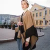 Halsdukar Dam Vinter Naturlig ull Poncho Med ärm Sjalar Wraps Pashmina Scarf Stoles Femme Hiver Varma Vändbara Ponchos Capes