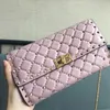 NEW Rivet Sheepskin Shoulder Bag Top Handbags Purse Crossbody Bag Fashion Golden Chain Flap Wallet Card Holder Turnlock