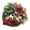 الزهور الزخرفية 12 بوصة إكليل عيد الميلاد للشاحنة الحمراء السقوط الاصطناعي الباب الأمامي الكرز مع حفلة شنق