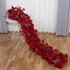 Party Decoration Rose Eucalyptus Leaf Table Runners Flower Wedding Arch Decor Artificial Row Arrangement Event Backdrop Wall Layout