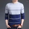 メンズセーター2022ファッションブランドセーターメンズプルオーバーストライプスリムフィットジャンパーニットレッドウール秋の韓国スタイルカジュアルメンズXXXL