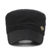 Boinas moda heyhat metal rótulo Cap para homens wowen clássico top liso de cor sólida cor de cor do exército retro do exército retro estilo cadete