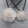 Kedjor Natural Shell Necklace Flower-Shaped White Pendant Leather Cord 2mm Charms For Elegant Women Love Romantic Gift