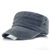 Berets 1PC Klasyczne vintage płaskie czapki umyte męskie i regulowane kapeluszowe, dopasowana grubsza czapka zimowe ciepłe czapki wojskowe dla mężczyzn