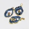Hänghalsband mode smycken naturliga skiva agater geode druzy 2022 blå hål rand oregelbunden sten för kvinnliga tillbehör