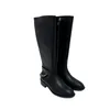 Womans knee long boots female autumn and winter chain thick heel rider boots high -pipe middle heels thin